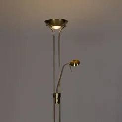 Moderne vloerlamp messing met leeslamp incl. LED dim to warm - Diva