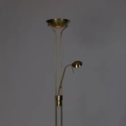 Moderne vloerlamp messing met leeslamp incl. LED dim to warm - Diva