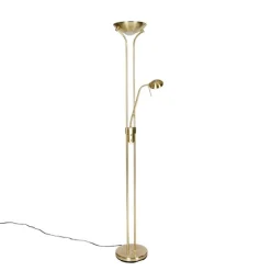 Moderne vloerlamp messing met leeslamp incl. LED dim to warm - Diva
