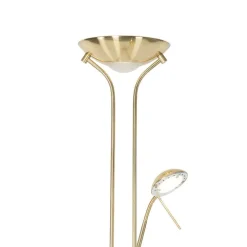 Moderne vloerlamp messing met leeslamp incl. LED dim to warm - Diva
