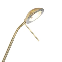 Moderne vloerlamp messing met leeslamp incl. LED dim to warm - Diva
