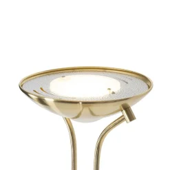 Moderne vloerlamp messing met leeslamp incl. LED dim to warm - Diva