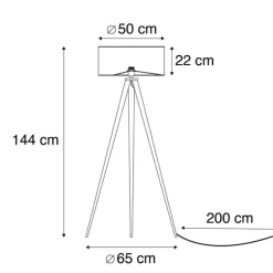Moderne vloerlamp messing met zwarte kap - Ilse