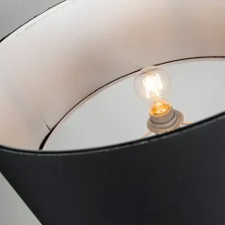 Moderne vloerlamp messing met zwarte kap - Ilse