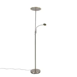 Moderne vloerlamp staal incl. LED dimbaar met leesarm - Strela