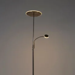 Moderne vloerlamp staal incl. LED dimbaar met leesarm - Strela