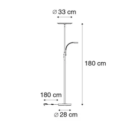 Moderne vloerlamp staal incl. LED dimbaar met leesarm - Strela