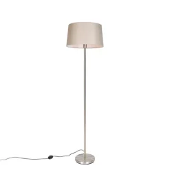 Moderne vloerlamp staal met taupe kap 45 cm - Simplo