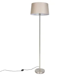 Moderne vloerlamp staal met taupe kap 45 cm - Simplo