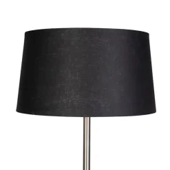 Moderne vloerlamp staal met zwarte kap 45 cm - Simplo