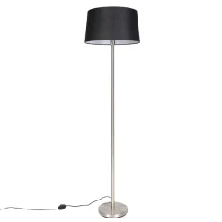 Moderne vloerlamp staal met zwarte kap 45 cm - Simplo