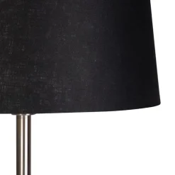 Moderne vloerlamp staal met zwarte kap 45 cm - Simplo