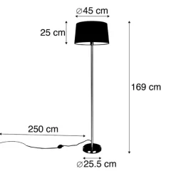 Moderne vloerlamp staal met zwarte kap 45 cm - Simplo