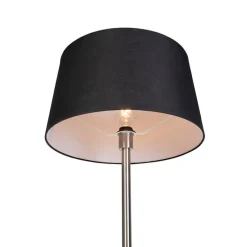 Moderne vloerlamp staal met zwarte kap 45 cm - Simplo