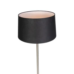 Moderne vloerlamp staal met zwarte kap 45 cm - Simplo