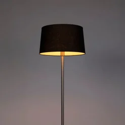 Moderne vloerlamp staal met zwarte kap 45 cm - Simplo