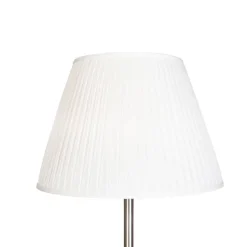 Moderne vloerlamp staal met witte plisse kap 45 cm - Simplo