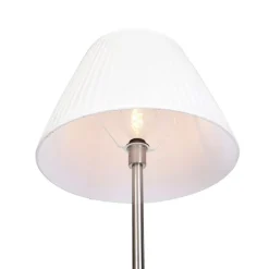 Moderne vloerlamp staal met witte plisse kap 45 cm - Simplo