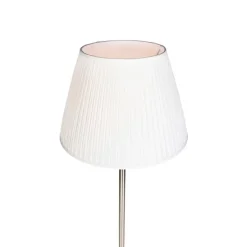 Moderne vloerlamp staal met witte plisse kap 45 cm - Simplo