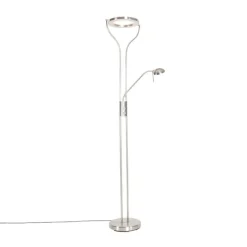 Moderne vloerlamp staal met leesarm incl. LED en dimmer - Divo