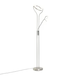 Moderne vloerlamp staal met leesarm incl. LED en dimmer - Divo
