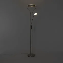 Moderne vloerlamp staal met leesarm incl. LED en dimmer - Divo