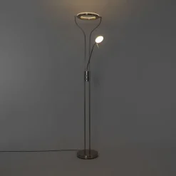 Moderne vloerlamp staal met leesarm incl. LED en dimmer - Divo