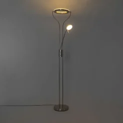 Moderne vloerlamp staal met leesarm incl. LED en dimmer - Divo