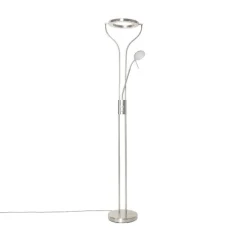 Moderne vloerlamp staal met leesarm incl. LED en dimmer - Divo