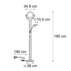 Moderne vloerlamp staal met leesarm incl. LED en dimmer - Divo