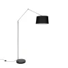 Moderne vloerlamp staal met kap zwart linnen 45 cm - Editor