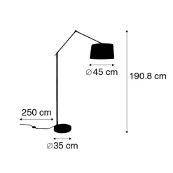 Moderne vloerlamp staal met kap zwart linnen 45 cm - Editor