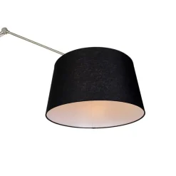 Moderne vloerlamp staal met kap zwart linnen 45 cm - Editor