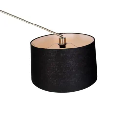 Moderne vloerlamp staal met kap zwart linnen 45 cm - Editor