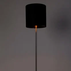 Moderne vloerlamp staal met kap zwart 40 cm- Simplo