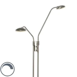 Moderne vloerlamp staal met leeslamp incl. LED - Eva