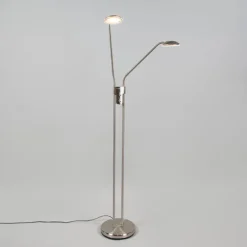 Moderne vloerlamp staal met leeslamp incl. LED - Eva