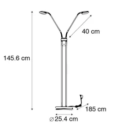 Moderne vloerlamp staal met leeslamp incl. LED - Eva