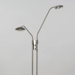 Moderne vloerlamp staal met leeslamp incl. LED - Eva