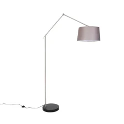 Moderne vloerlamp staal met kap donkergrijs 45 cm - Editor
