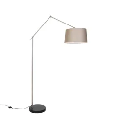 Moderne vloerlamp staal met kap taupe 45 cm - Editor
