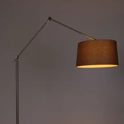 Moderne vloerlamp staal met kap taupe 45 cm - Editor