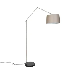 Moderne vloerlamp staal met kap taupe 45 cm - Editor