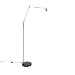 Moderne vloerlamp staal met kap taupe 45 cm - Editor