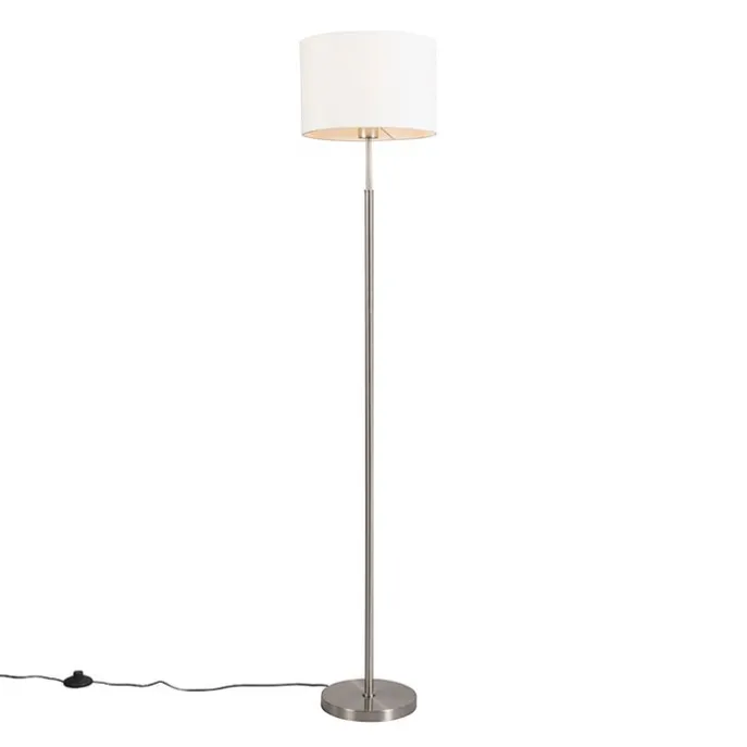 Moderne vloerlamp staal met witte kap - VT