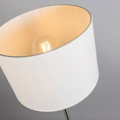 Moderne vloerlamp staal met witte kap - VT
