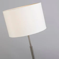 Moderne vloerlamp staal met witte kap - VT