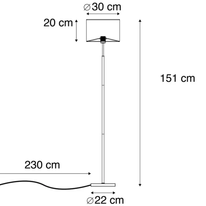 Moderne vloerlamp staal met witte kap - VT