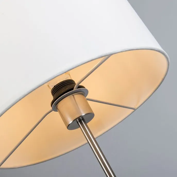 Moderne vloerlamp staal met witte kap - VT