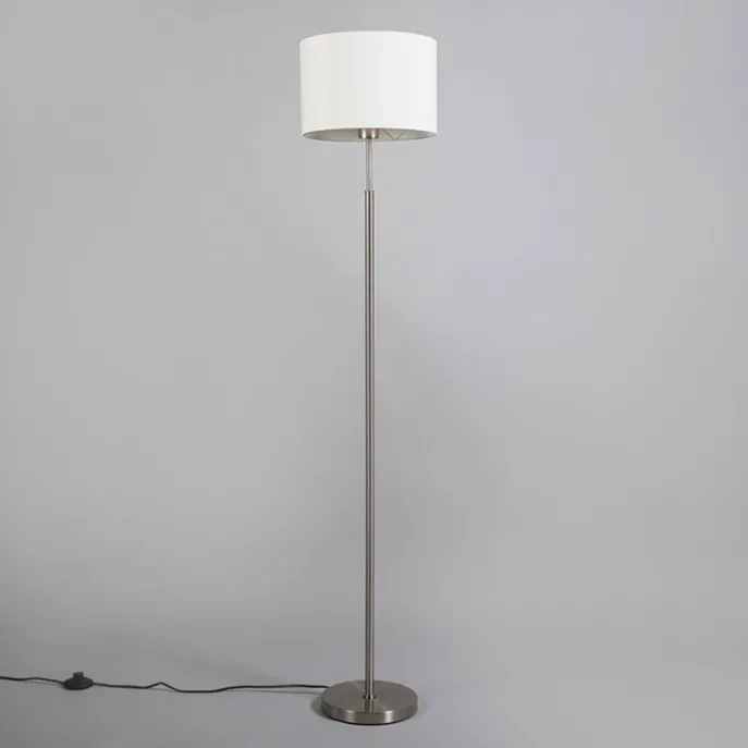 Moderne vloerlamp staal met witte kap - VT